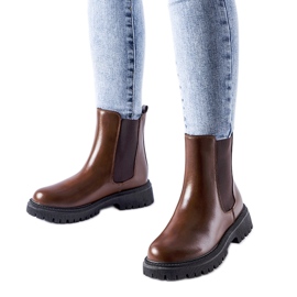 Brown insulated classic slip-on ankle boots from Noas