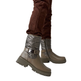 Green insulated ankle boots with a decorative Lido strap
