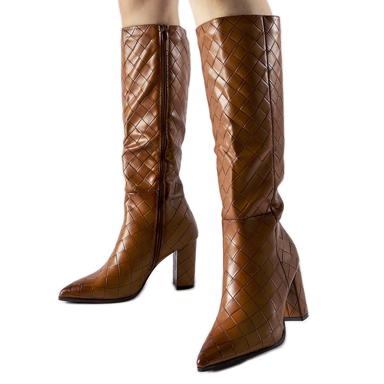Brown boots decorated with Brannon quilting