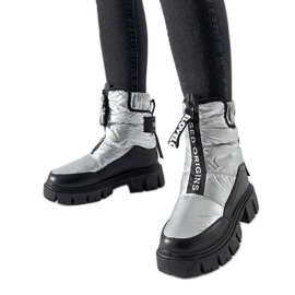 Moorhead silver and black insulated snow boots