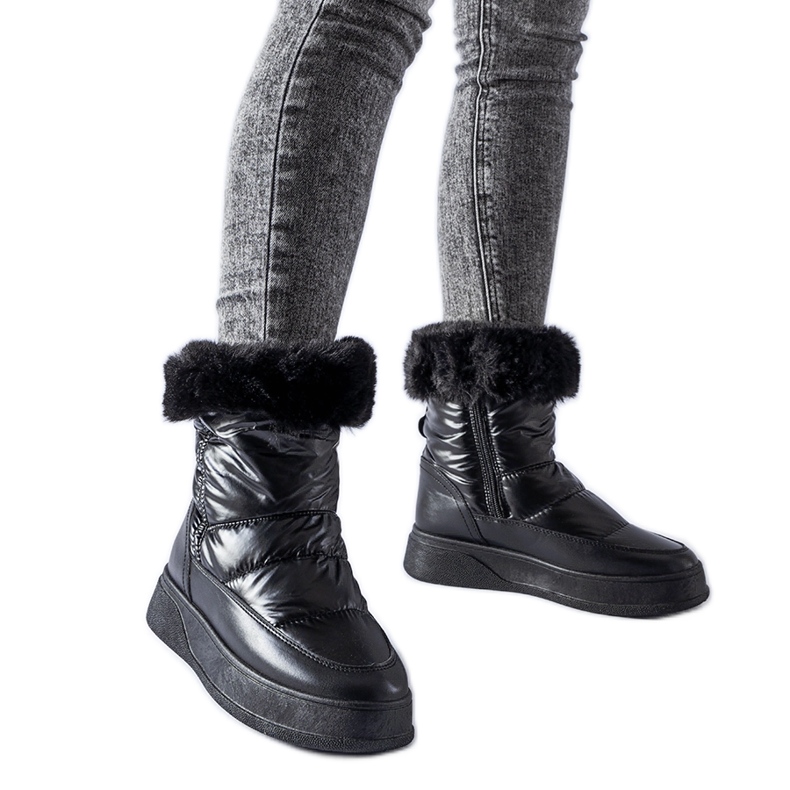 Black insulated snow boots with fur Oliver Black insulated snow boots with fur Oliver