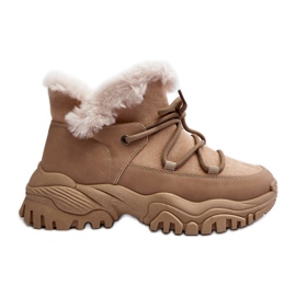 Women's Trapper Boots With Fur, Beige Cresandi