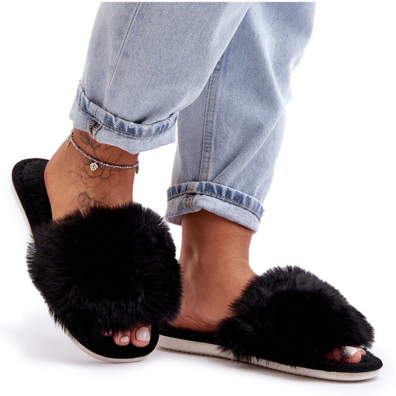 Women's Slippers With Fur Black Vienitta
