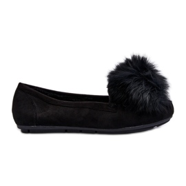 Women's Moccasins With Fur Black Novas