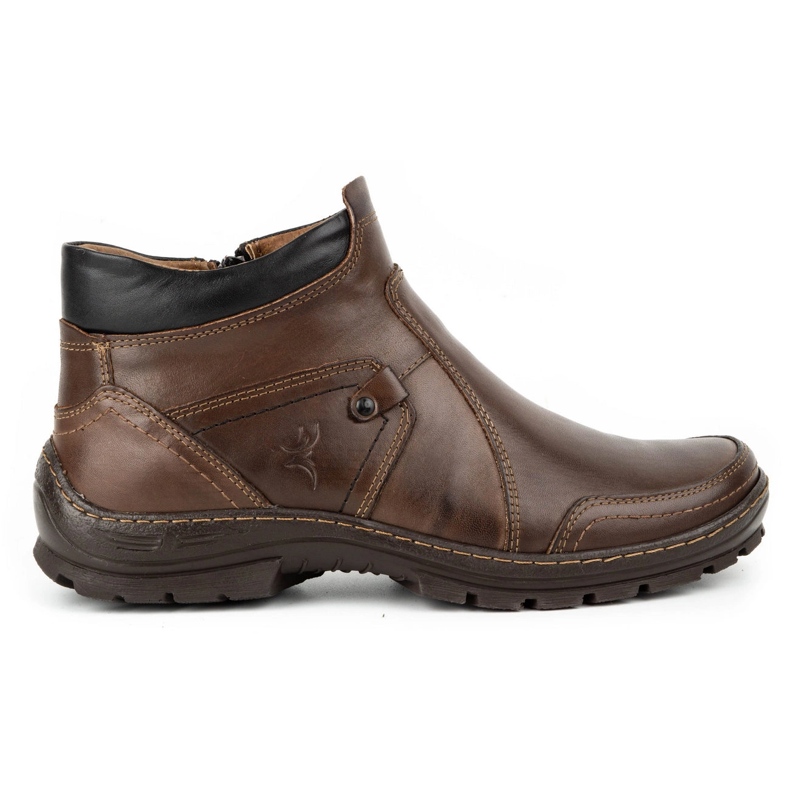 Olivier Men's winter leather boots 352MP dark brown