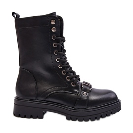 Women's Worker Boots With Decoration Black Belluxe