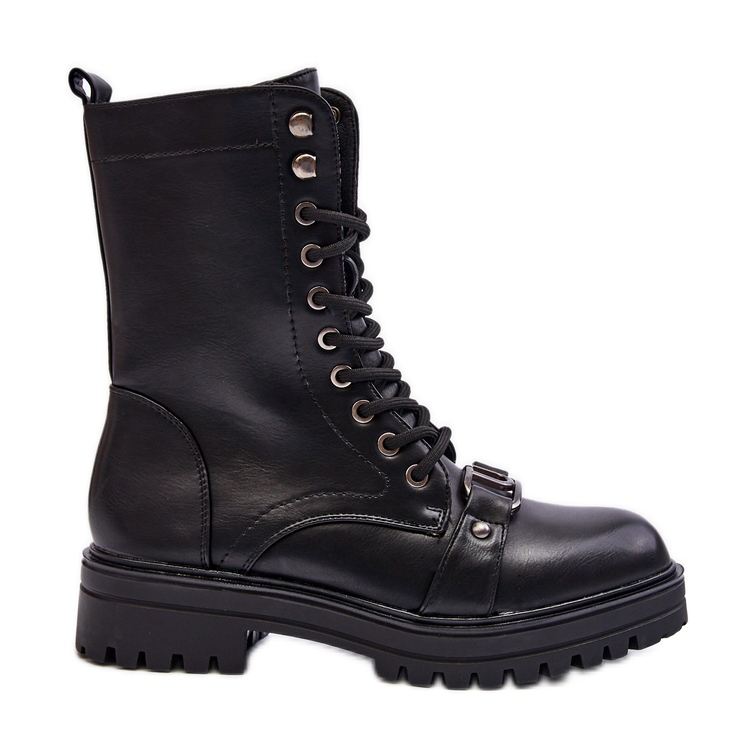 Women's Worker Boots With Decoration Black Belluxe