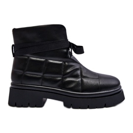 Women's Ankle Boots With Quilting And Lacing Black Bizzanti