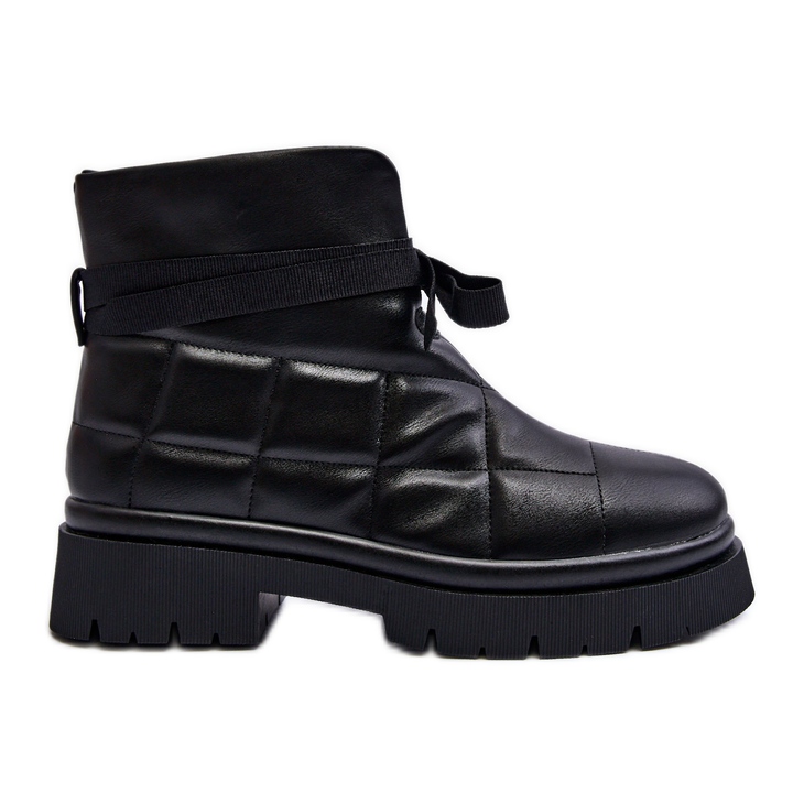 Women's Ankle Boots With Quilting And Lacing Black Bizzanti