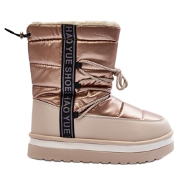 Women's Snow Boots With Lacing Beige Lilara