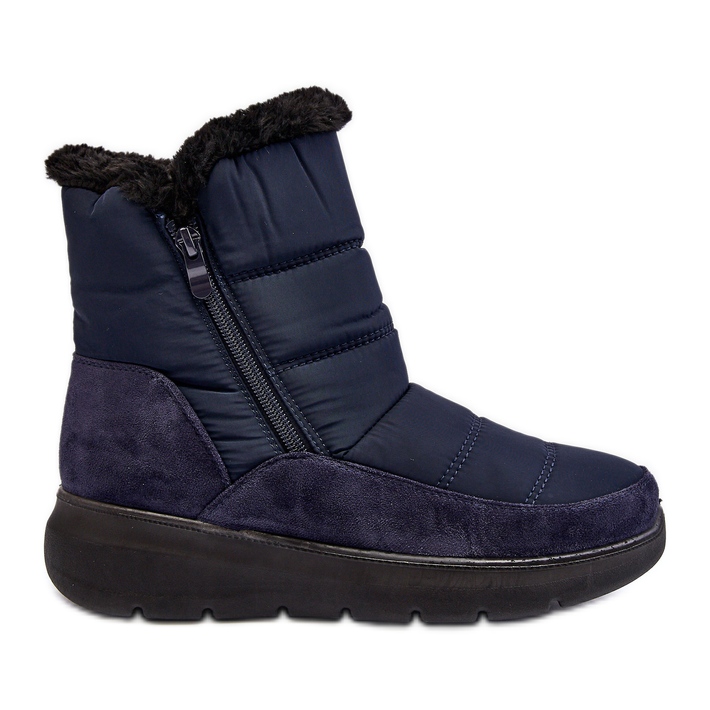 Women's Snow Boots With Fur, Navy Blue Primose