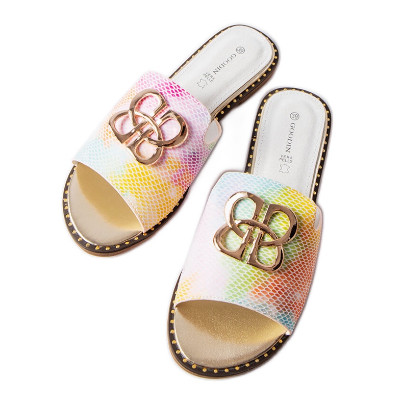 Goodin Lea rainbow buckle slides multicolored