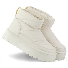 Beige women's winter snow boots with a platform Beige women's winter snow boots with a platform