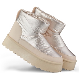 Women's winter snow boots with a platform beige Women's winter snow boots with a platform beige