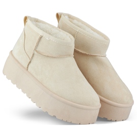 Beige women's snow boots with a platform Beige women's snow boots with a platform