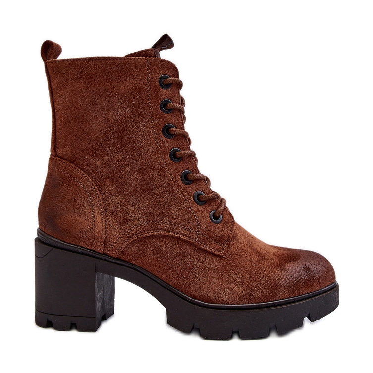 Women's Lace-up Boots on High Heel Brown Lunielle