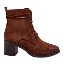 Women's Low-Heel Lace-Up Boots, Brown Serellia