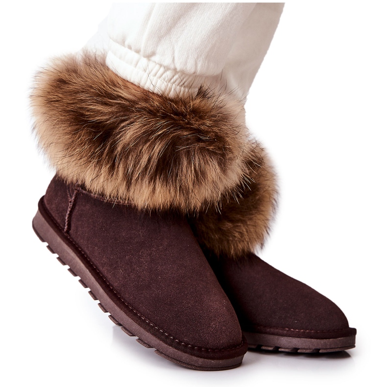 Women's Leather Mukluks With Fur, Brown