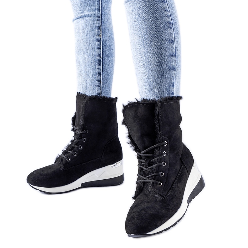 Black insulated Wesley wedge sneakers