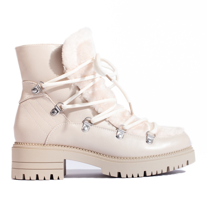 W. Potocki Beige women's snow boots with fur Potocki