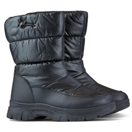 Women's high winter boots with a drawstring, black snow boots