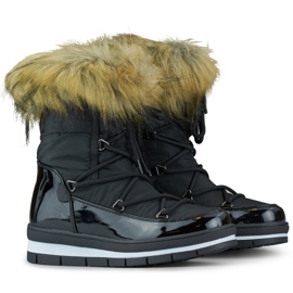Women's high winter snow boots with fur black