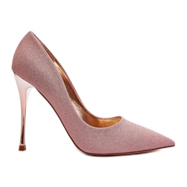 Tiberon's glitter Champagne stilettos pink