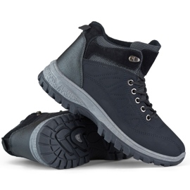 Insulated winter shoes, youth trekking shoes, lace-up black Insulated winter shoes, youth trekking shoes, lace-up black