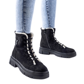 Black insulated ankle boots made of Pompei eco-suede Black insulated ankle boots made of Pompei eco-suede