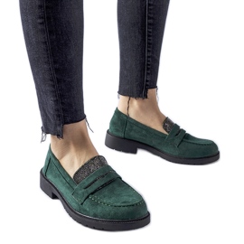 Green loafers with rhinestones from Ippolito
