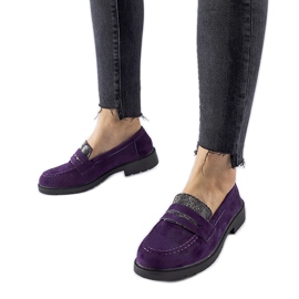 Purple loafers with rhinestones from Ippolito