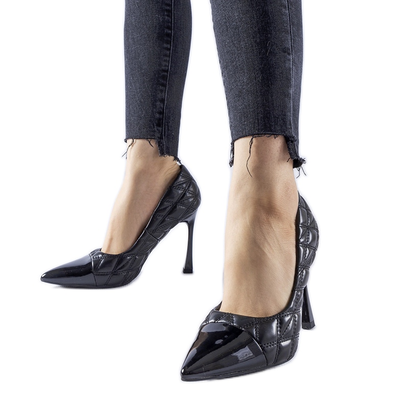 Black quilted Benito high heels