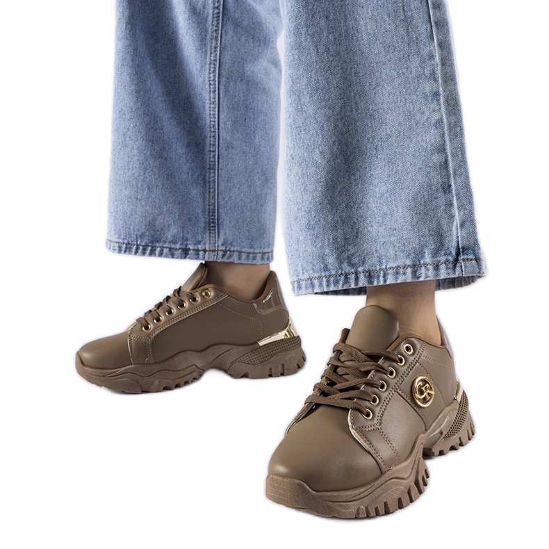Brown sneakers with a massive sole by Arpaia