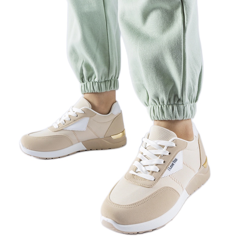 Beige fabric sneakers by Geraldino