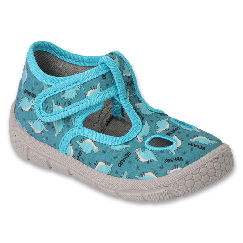 Befado children's slippers 630P010 blue dinosaurs