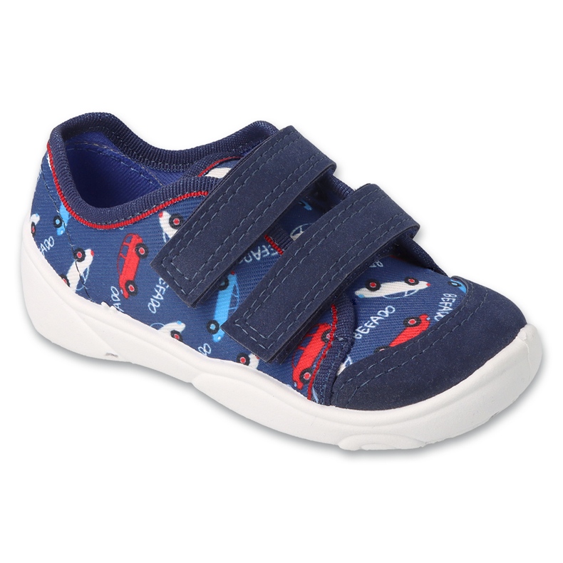Befado children's slippers 907P162 navy blue with cars