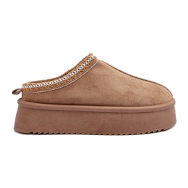 Beige Sylva Slippers With a Thick Sole Made of Eco Suede