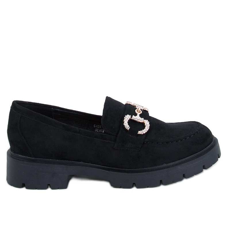 Karins Black suede moccasins with a buckle
