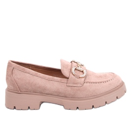 Karins Khaki suede buckle moccasins beige