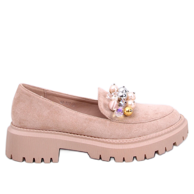 Dollin Khaki platform loafers with crystals beige