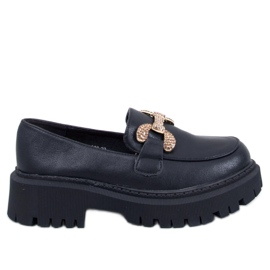 Buess Black platform full-grain moccasins