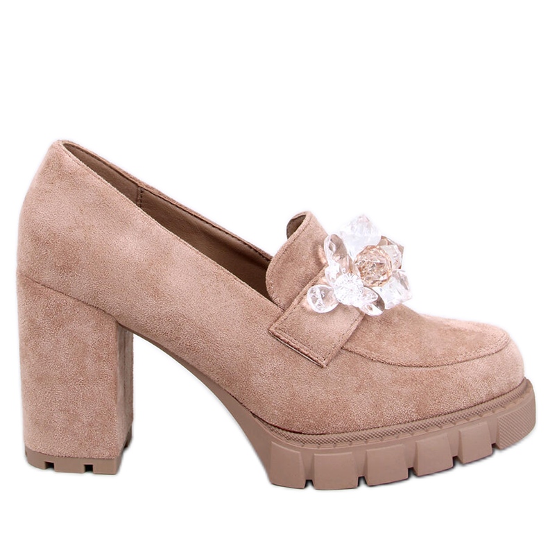 Moccasins Nadine Khaki high-heeled ankle boots beige