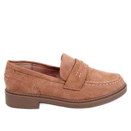 Antye Camel women's suede moccasins brown