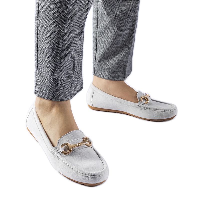 Gray moccasins decorated with a Fernanda buckle grey Gray moccasins decorated with a Fernanda buckle grey
