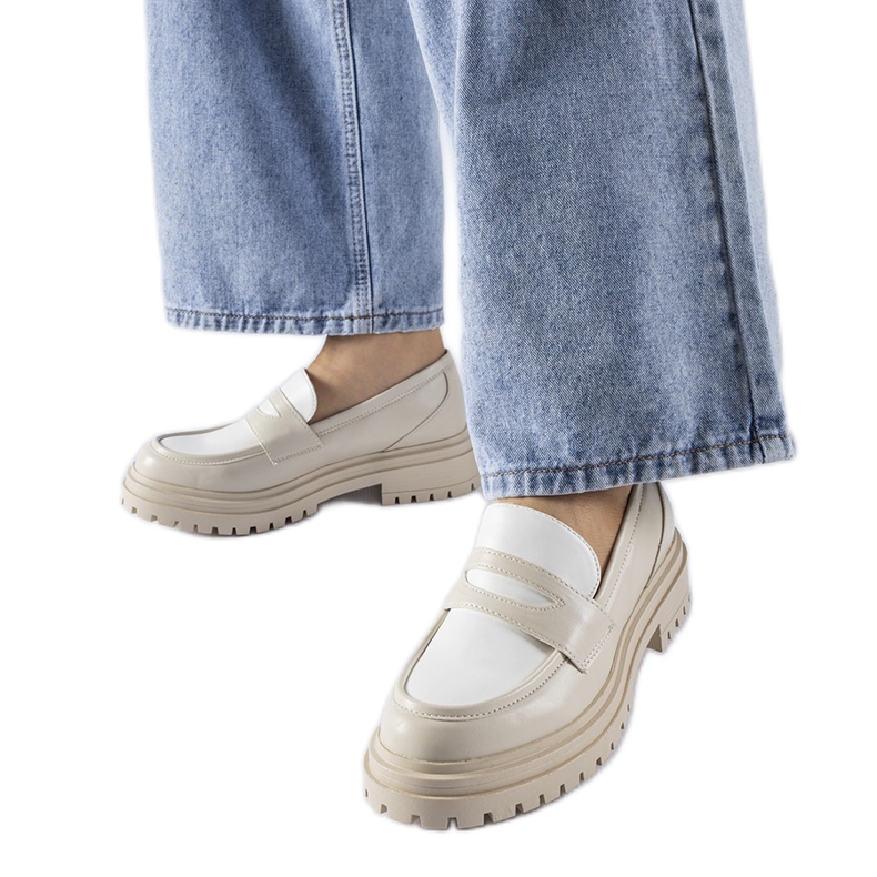 Massive white Miniato moccasins beige