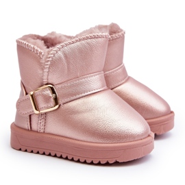 Children's Eco Leather Snow Boots with a Strap, Pink Orinor Children's Eco Leather Snow Boots with a Strap, Pink Orinor