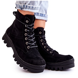 S.Barski Suede Trapper Ankle Boots With Black Stitching