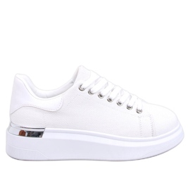 Hein Beige ecru canvas wedge sneakers white