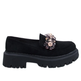Heidi Black loafers with crystals