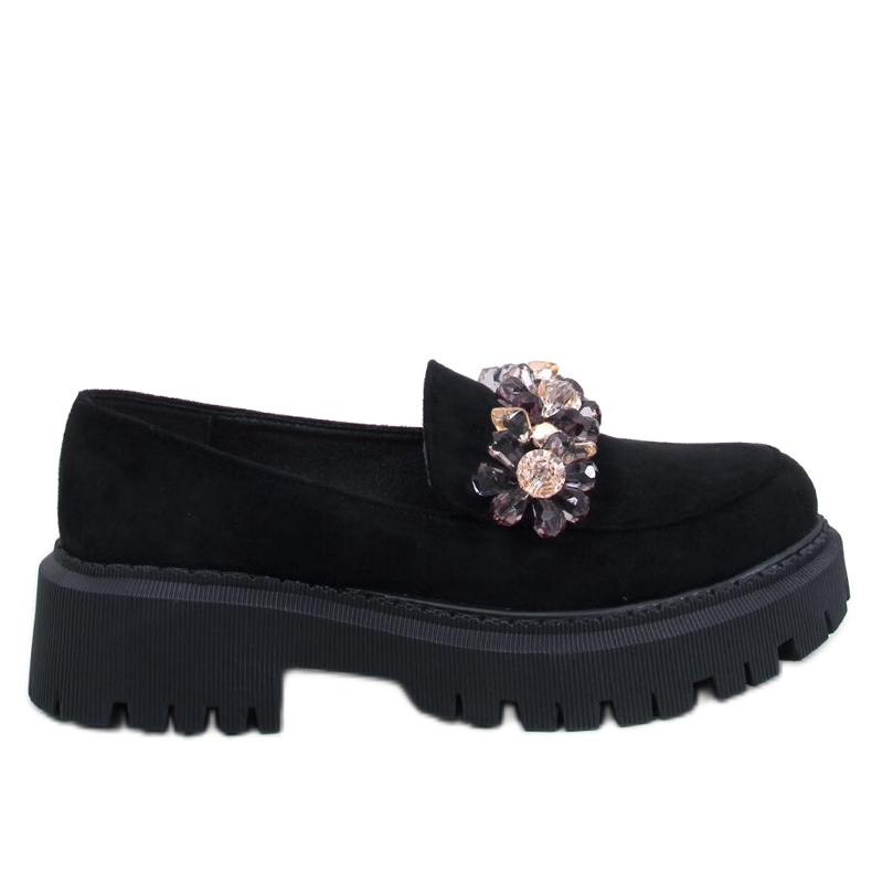 Heidi Black loafers with crystals